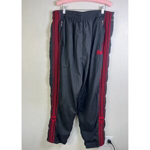 Vintage 80s 90s Pony Tearaway Snap Pant Black Red Striped Track Y2K Hip Hop XXXL